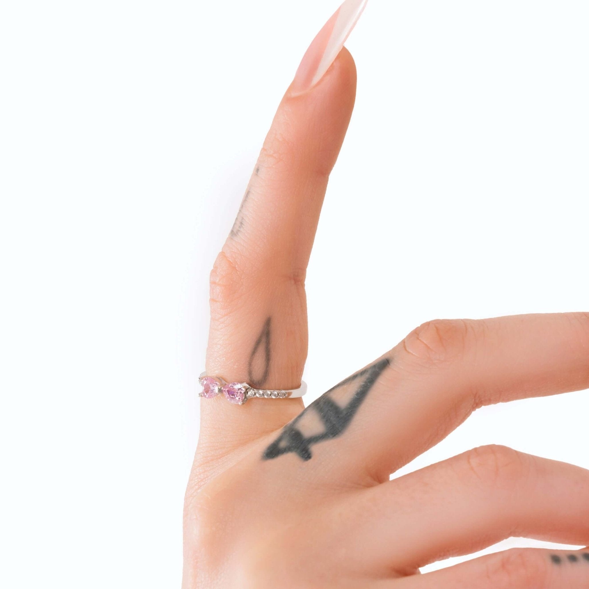 Anello fiocco luminoso rosa in argento - NovaNavel