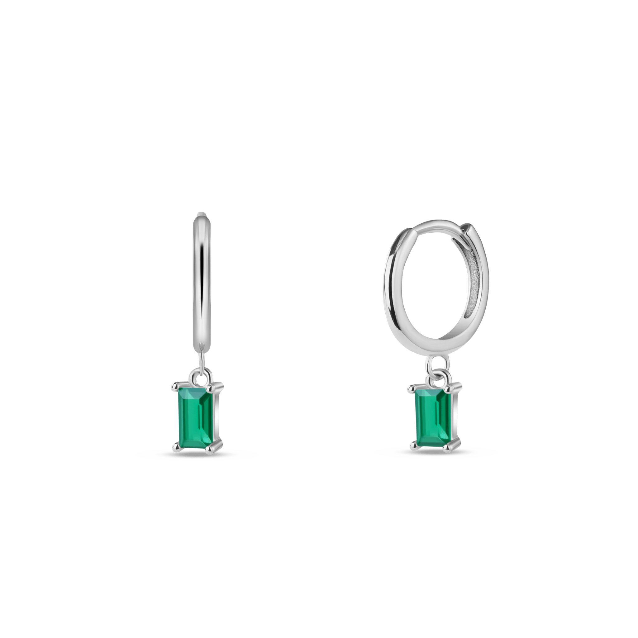 Orecchini baguette verde in argento - NovaNavel