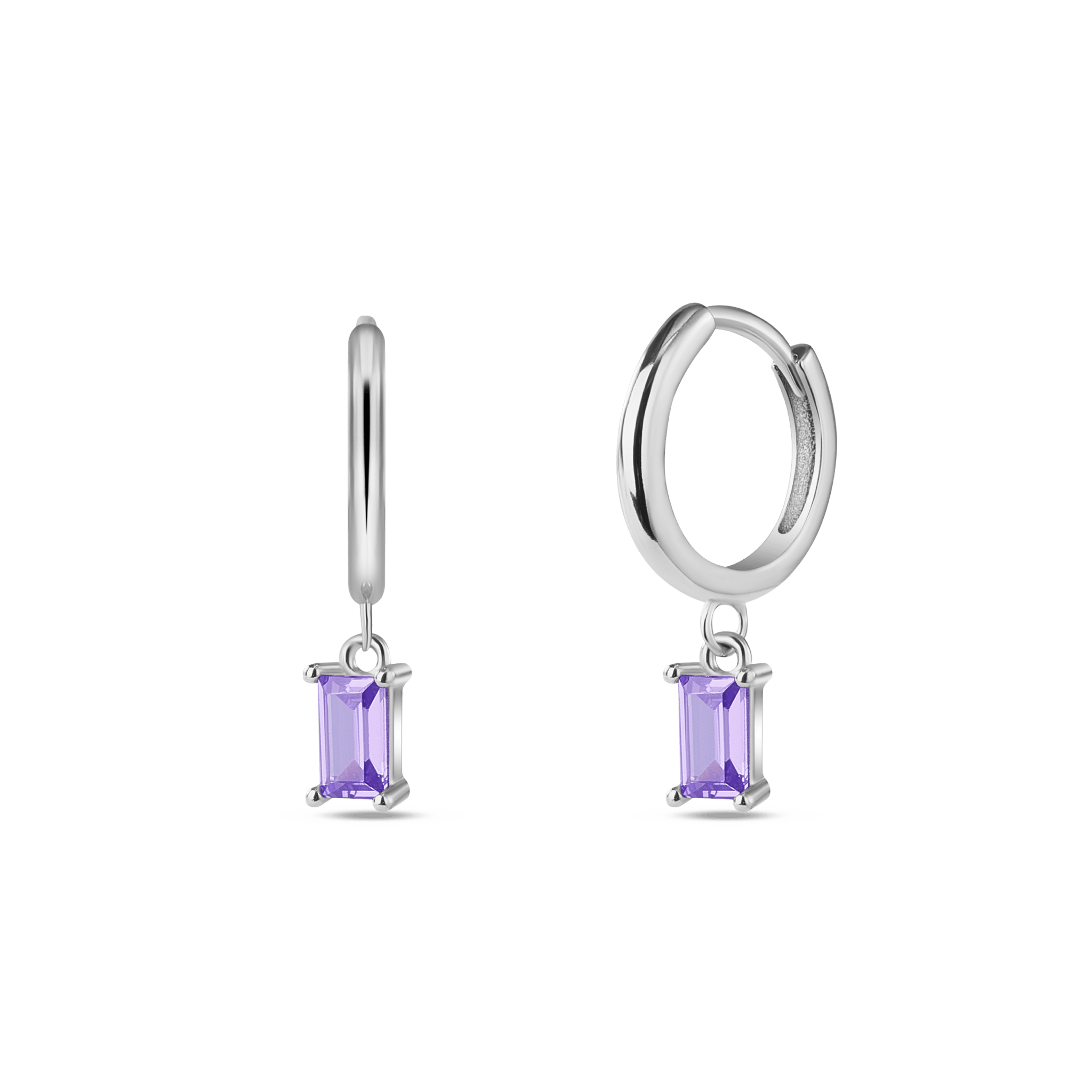 Orecchini baguette viola in argento - NovaNavel