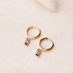 Orecchini baguette viola in oro - NovaNavel