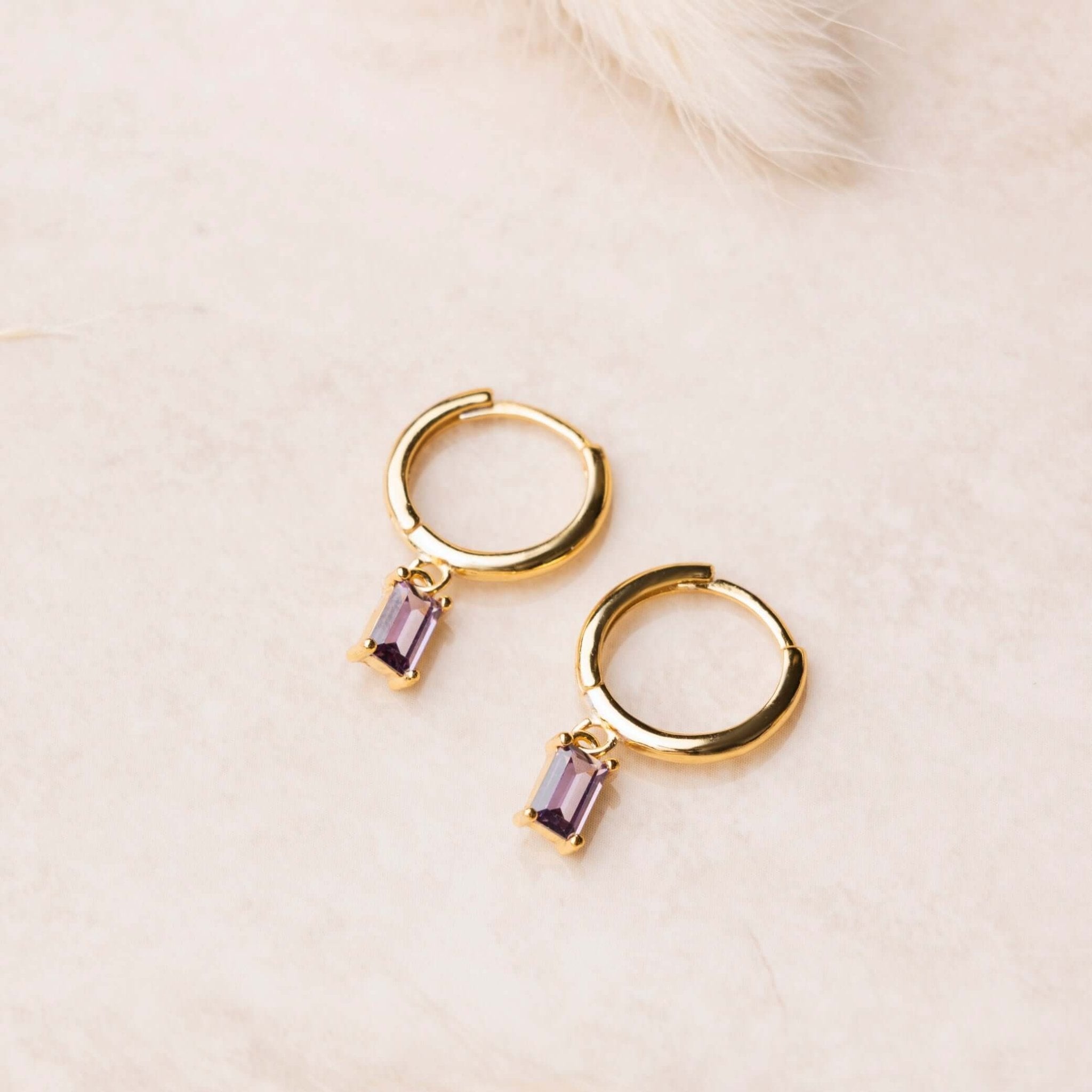 Orecchini baguette viola in oro - NovaNavel