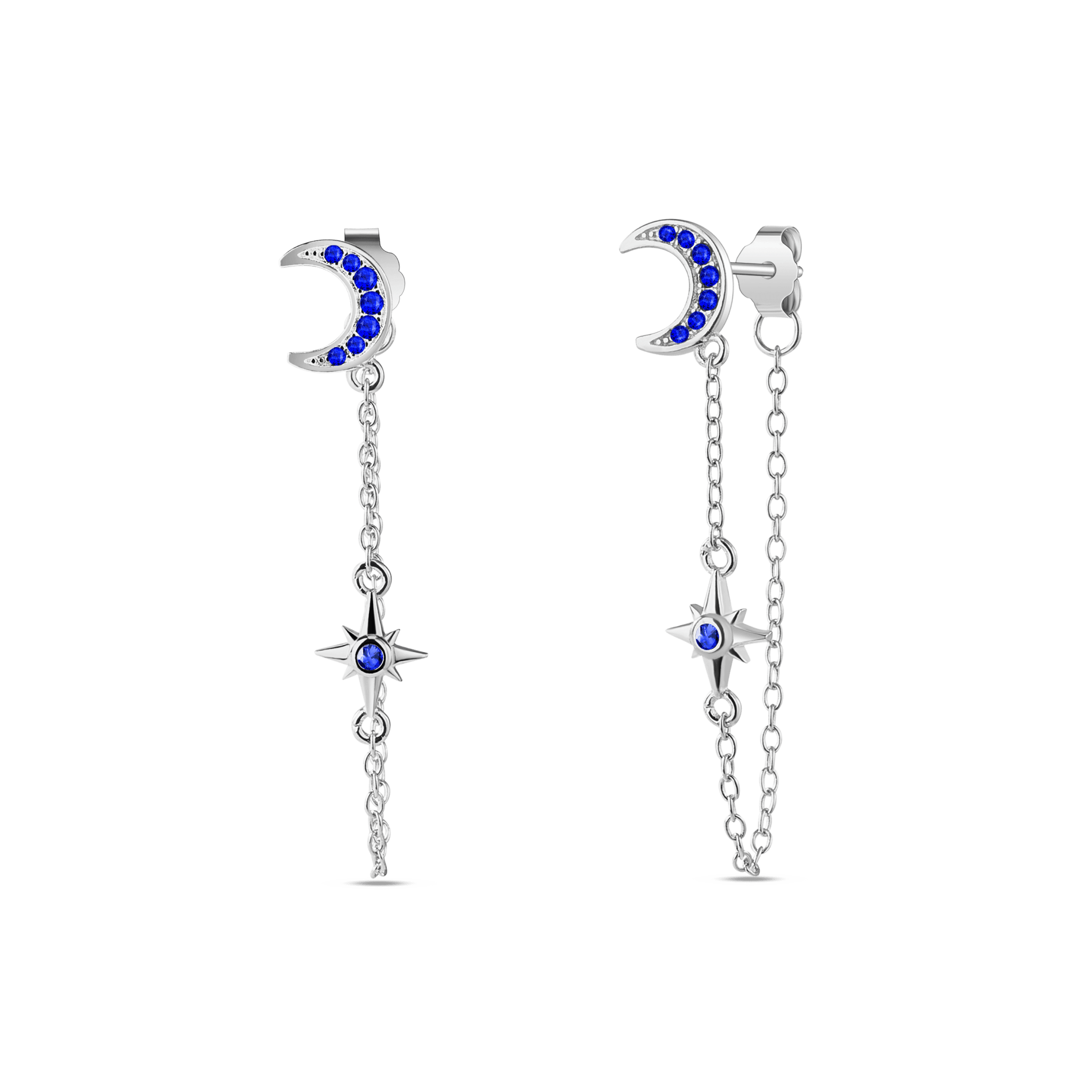 Orecchini luna con cometa in argento - NovaNavel