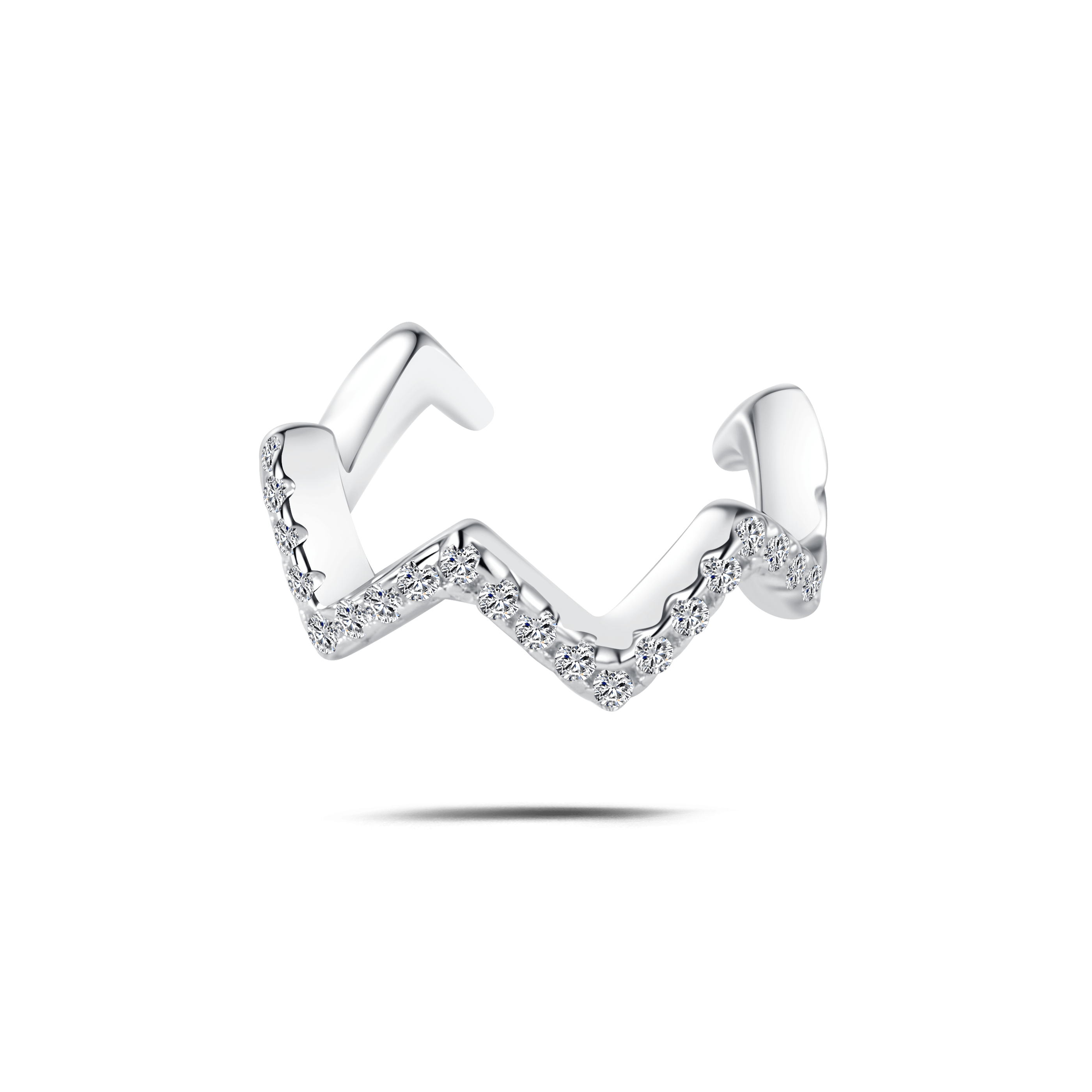Orecchino ear cuff chevron bianco in argento - NovaNavel