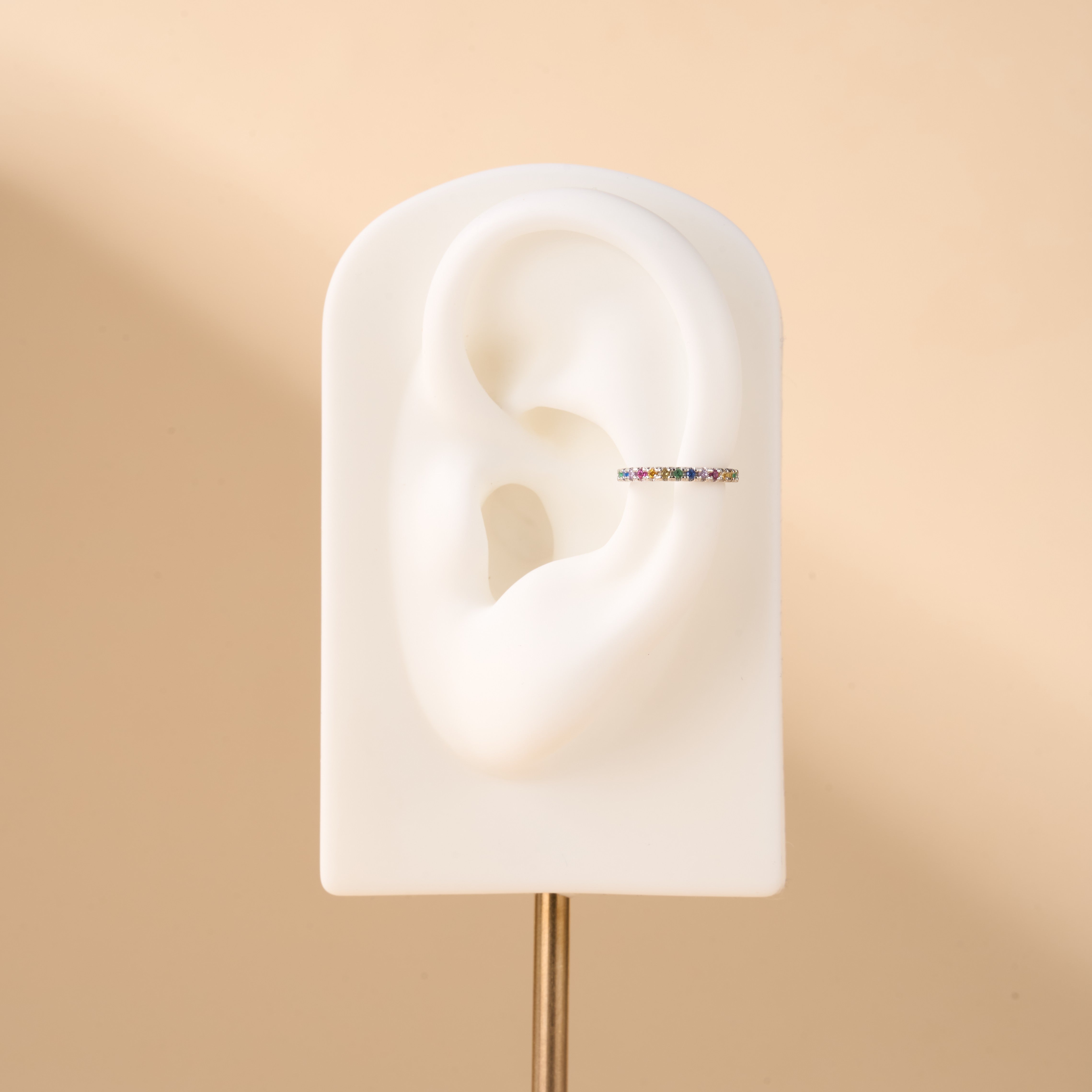 Orecchino ear cuff crystal arcobaleno in argento - NovaNavel