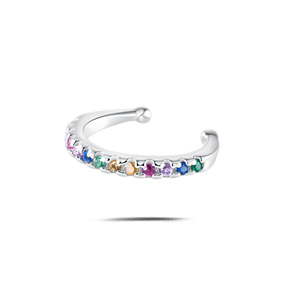 Orecchino ear cuff crystal arcobaleno in argento - NovaNavel