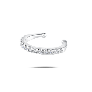 Orecchino ear cuff crystal bianco in argento - NovaNavel