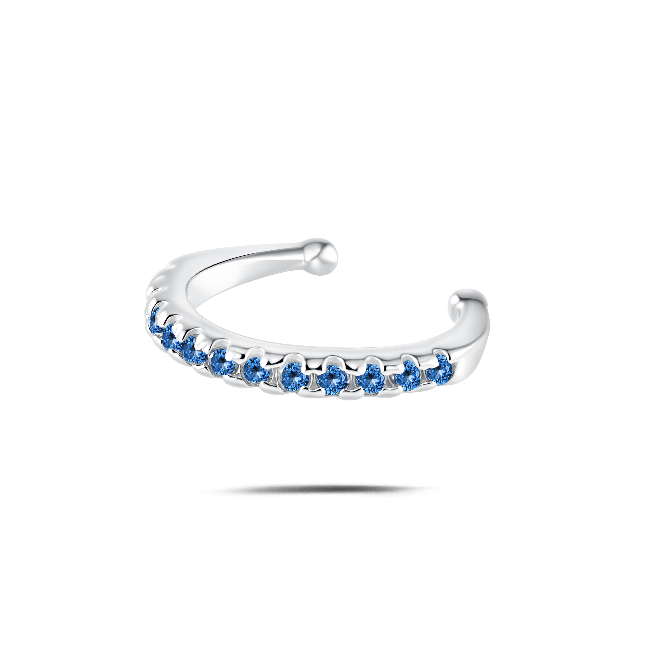 Orecchino ear cuff crystal blu in argento - NovaNavel