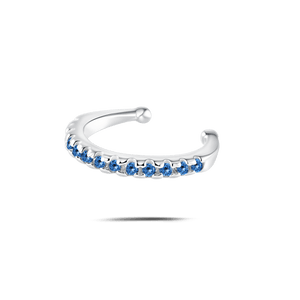Orecchino ear cuff crystal blu in argento - NovaNavel
