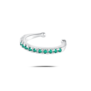 Orecchino ear cuff crystal verde in argento - NovaNavel