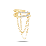 Orecchino ear cuff double sparkle bianco in oro - NovaNavel