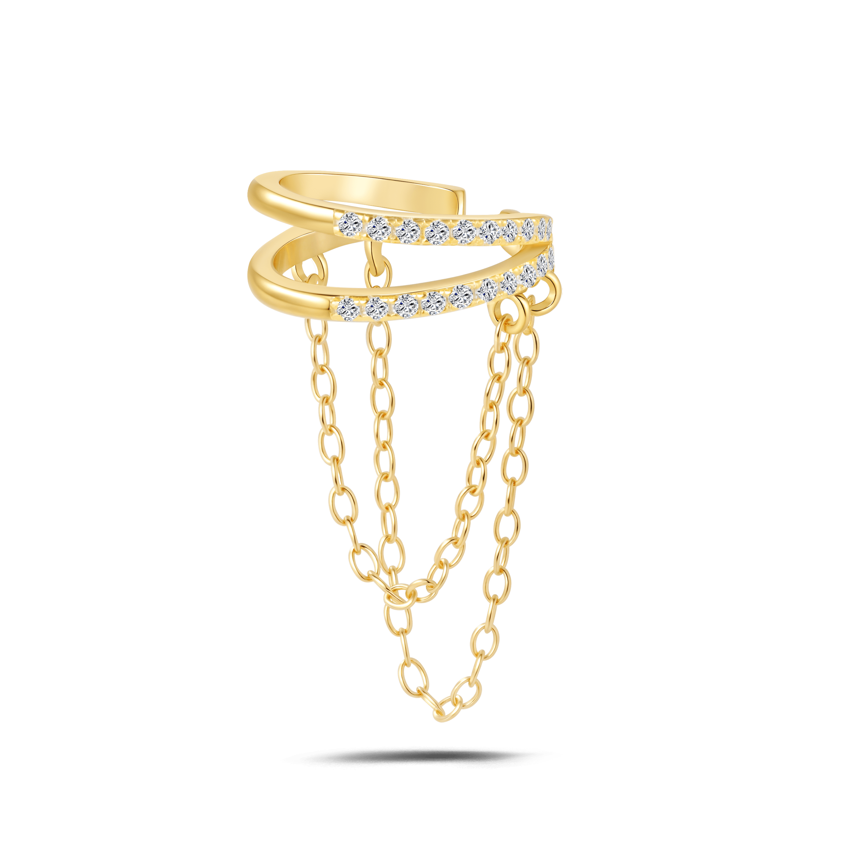 Orecchino ear cuff double sparkle bianco in oro - NovaNavel