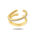 Orecchino ear cuff duo lumi bianco in oro - NovaNavel