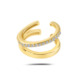 Orecchino ear cuff duo lumi bianco in oro - NovaNavel