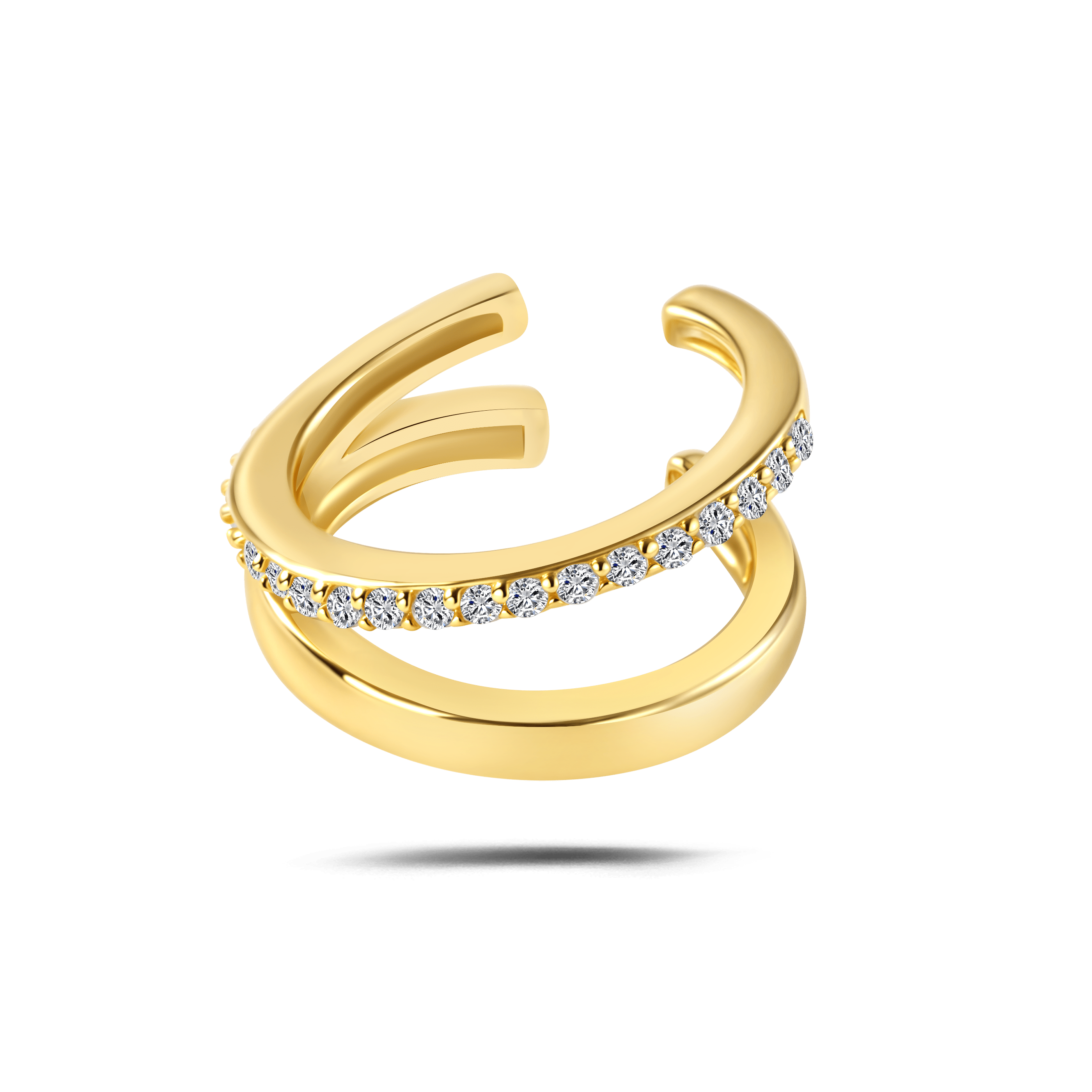 Orecchino ear cuff duo lumi bianco in oro - NovaNavel