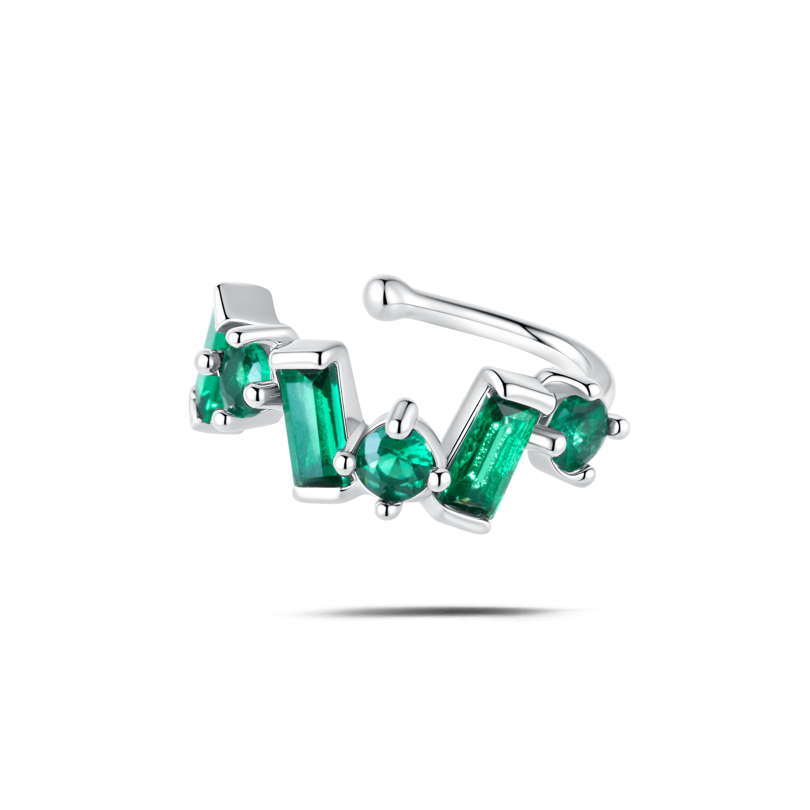 Orecchino ear cuff ice verde in argento - NovaNavel