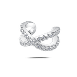 Orecchino ear cuff incrocio luxury bianco in argento - NovaNavel