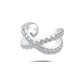 Orecchino ear cuff incrocio luxury bianco in argento - NovaNavel