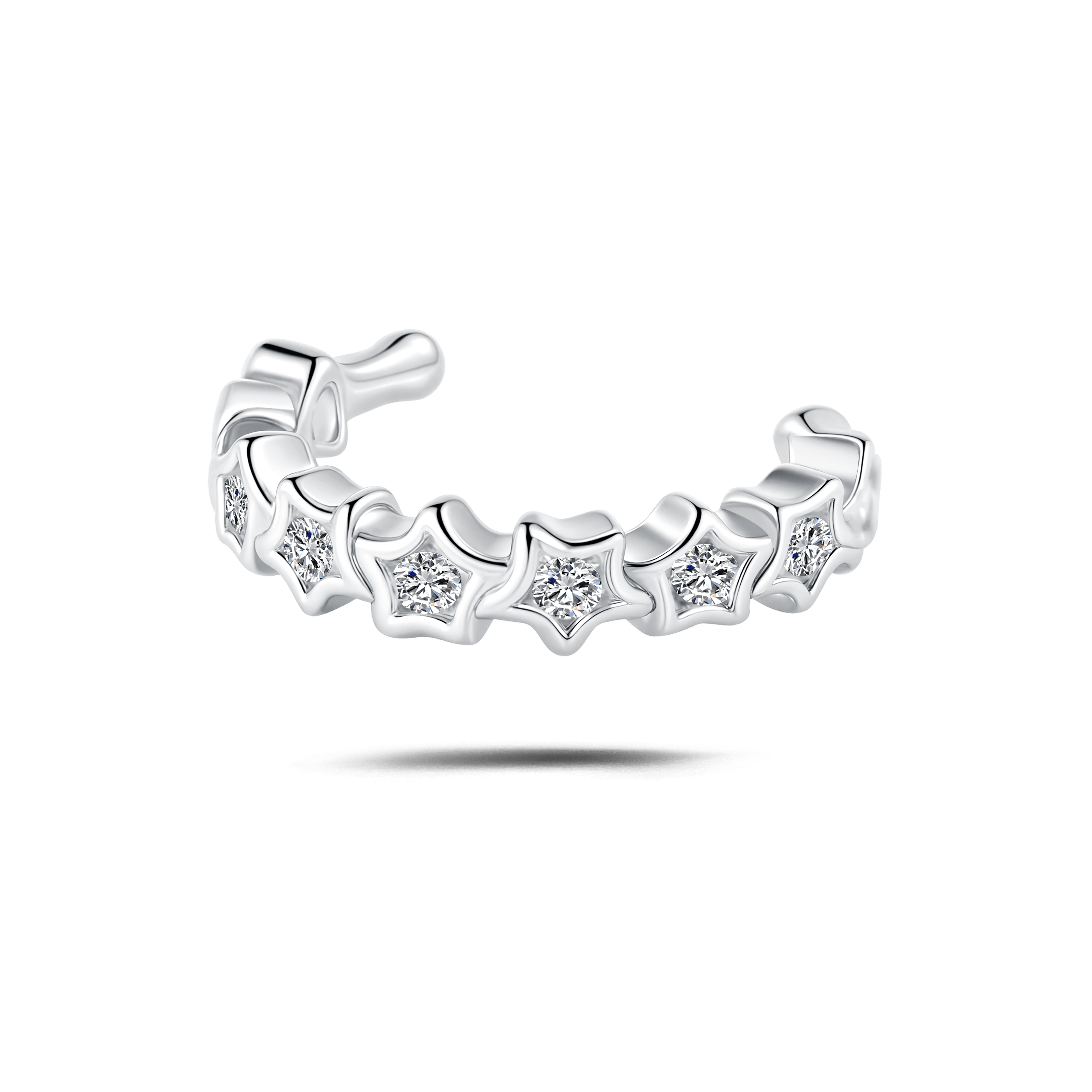 Orecchino ear cuff magic bianco in argento - NovaNavel