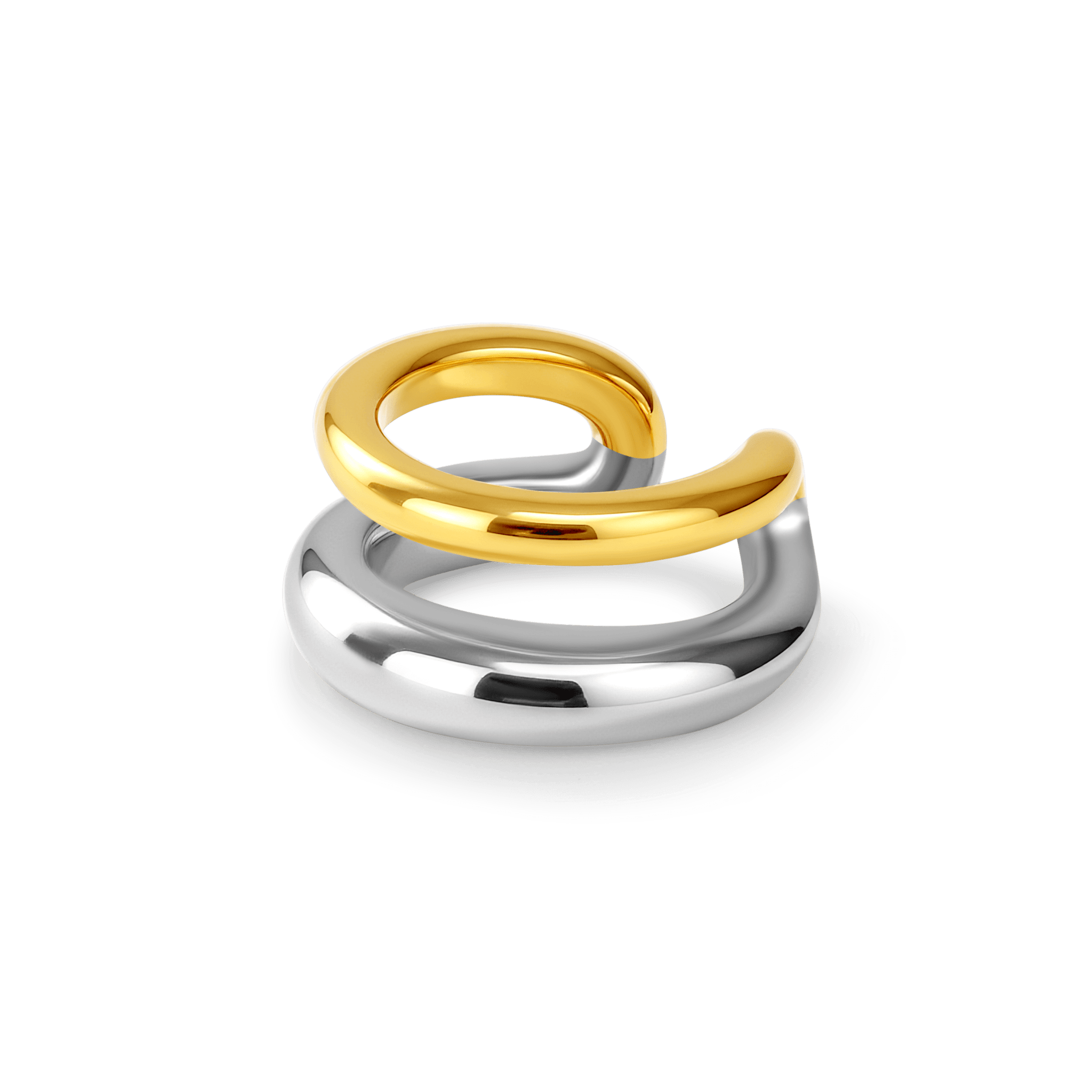 Orecchino ear cuff multifascia in oro e argento - NovaNavel