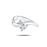 Orecchino ear cuff slim shine bianco in argento - NovaNavel