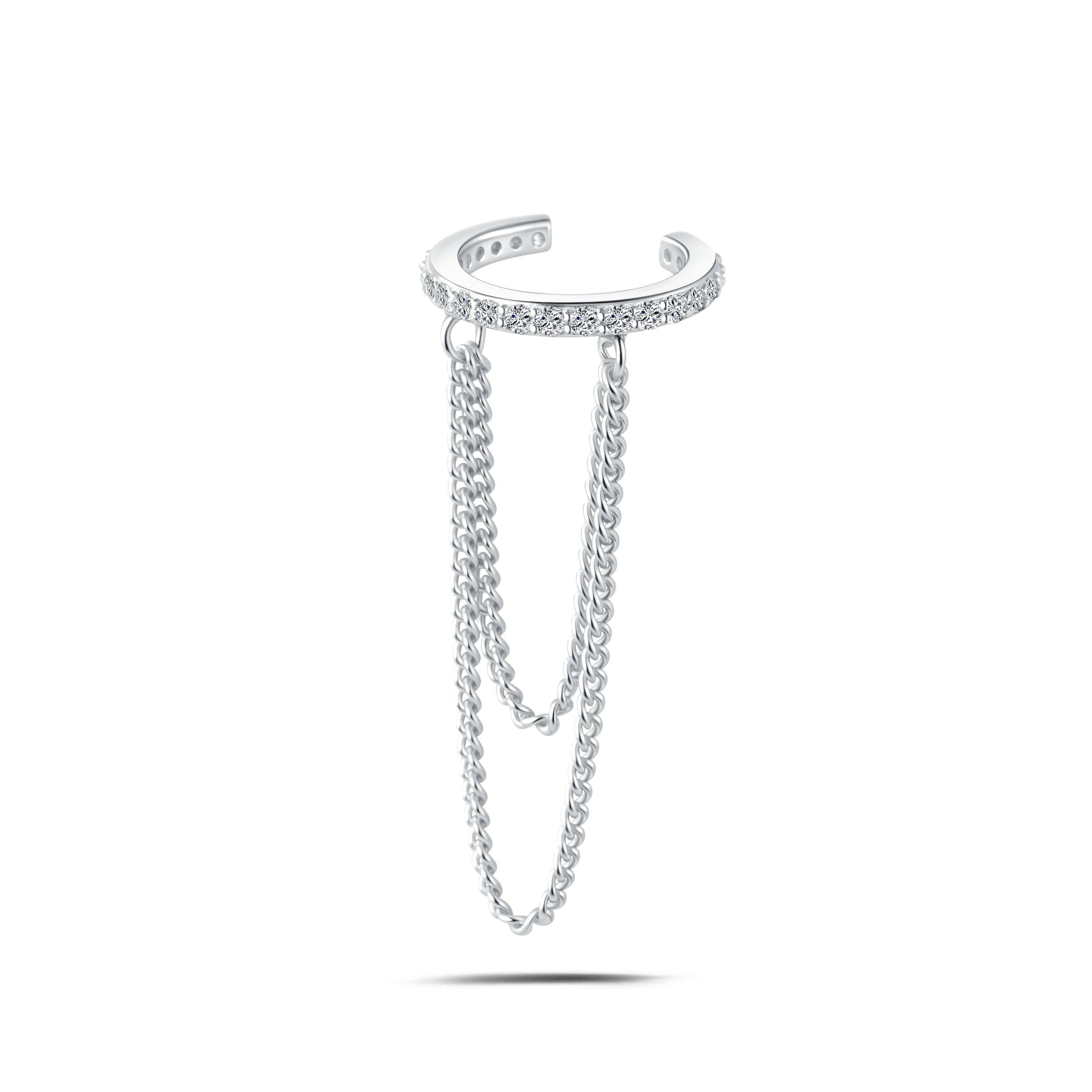 Orecchino ear cuff sparkle bianco in argento - NovaNavel