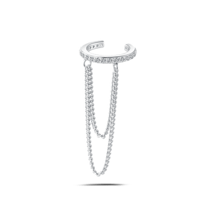 Orecchino ear cuff sparkle bianco in argento - NovaNavel
