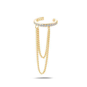 Orecchino ear cuff sparkle bianco in oro - NovaNavel