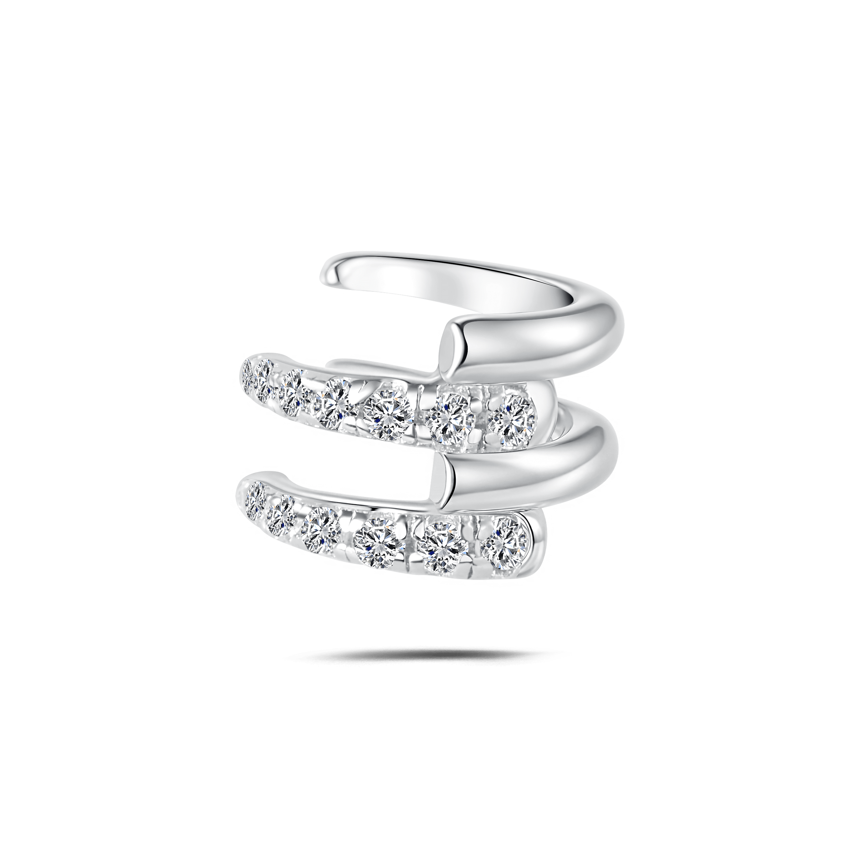 Orecchino ear cuff triluxe bianco in argento - NovaNavel
