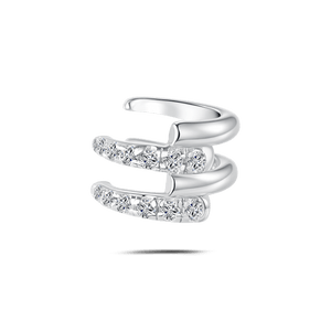 Orecchino ear cuff triluxe bianco in argento - NovaNavel