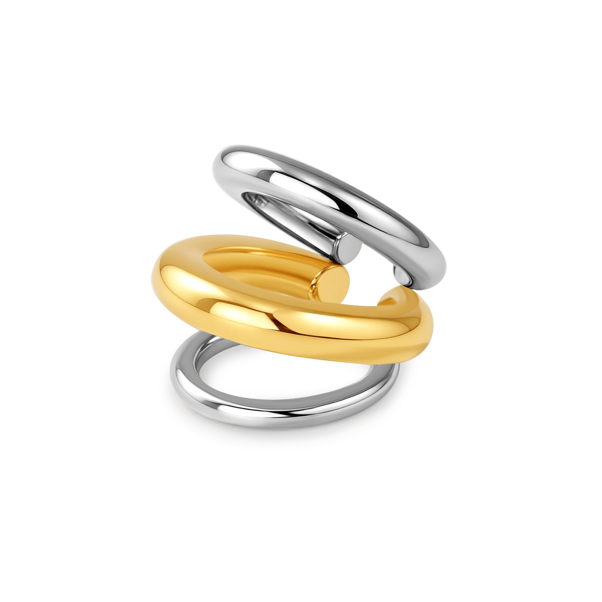 Orecchino ear cuff triplo in oro e argento - NovaNavel