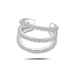 Orecchino ear cuff twin glow bianco in argento - NovaNavel