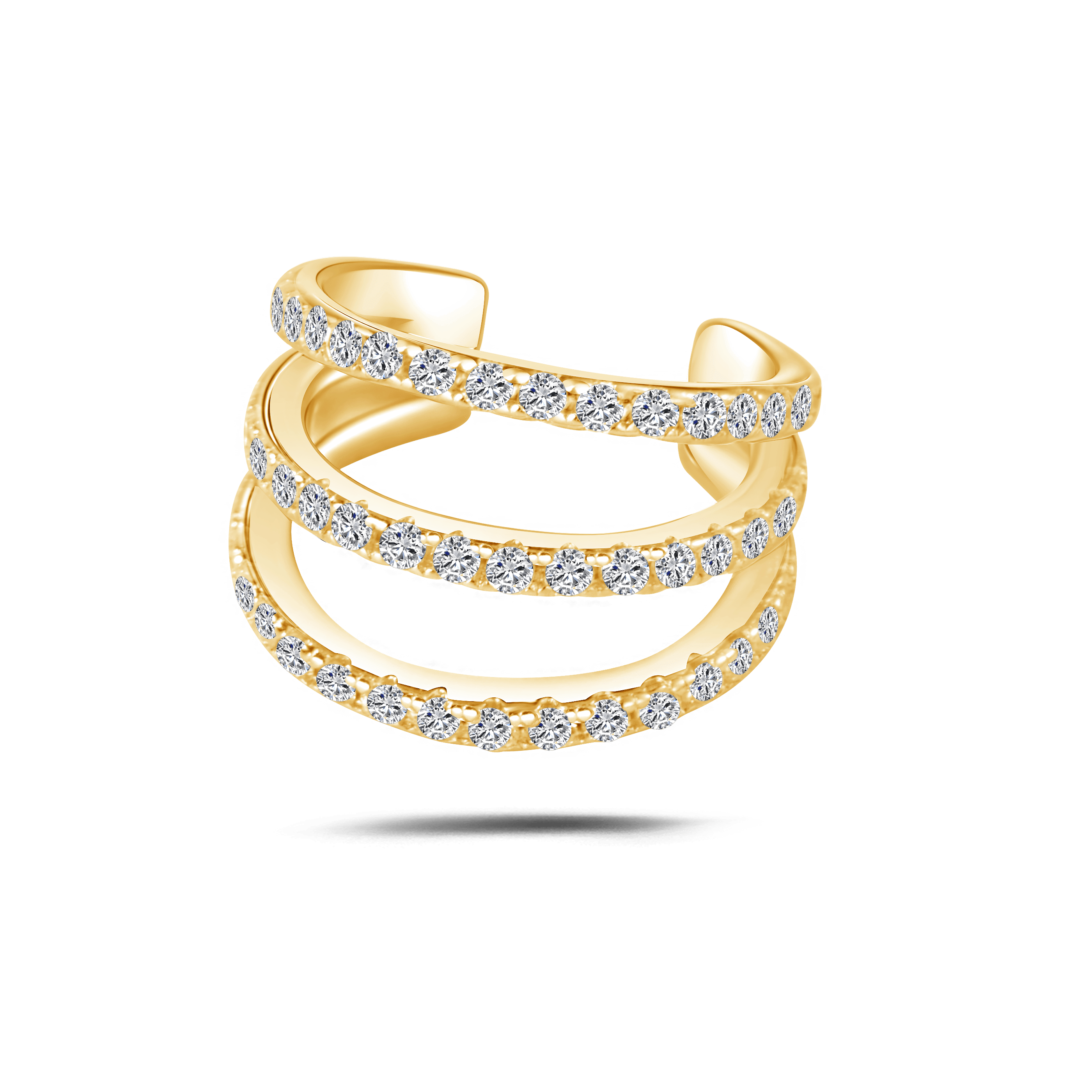 Orecchino ear cuff twin glow bianco in oro - NovaNavel