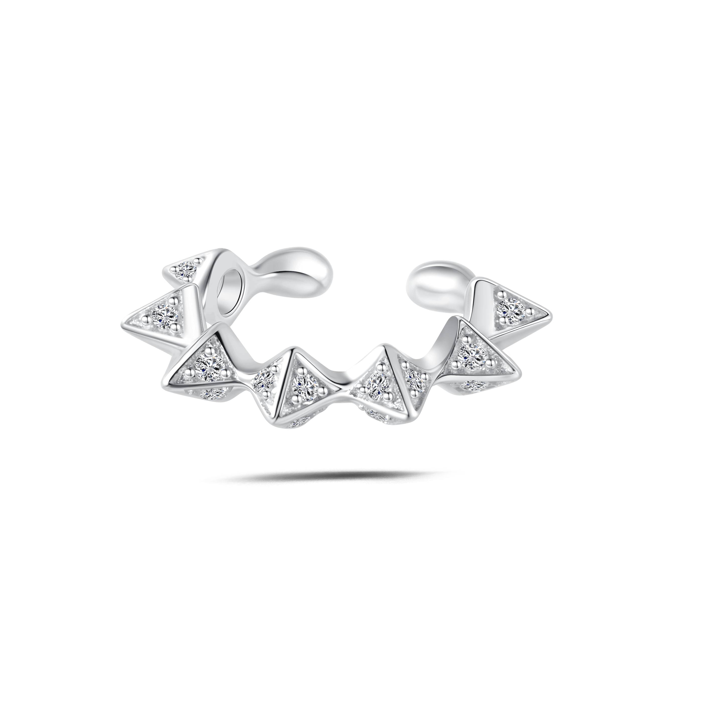 Orecchino ear cuff zig zag bianco in argento - NovaNavel