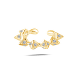 Orecchino ear cuff zig zag bianco in oro - NovaNavel