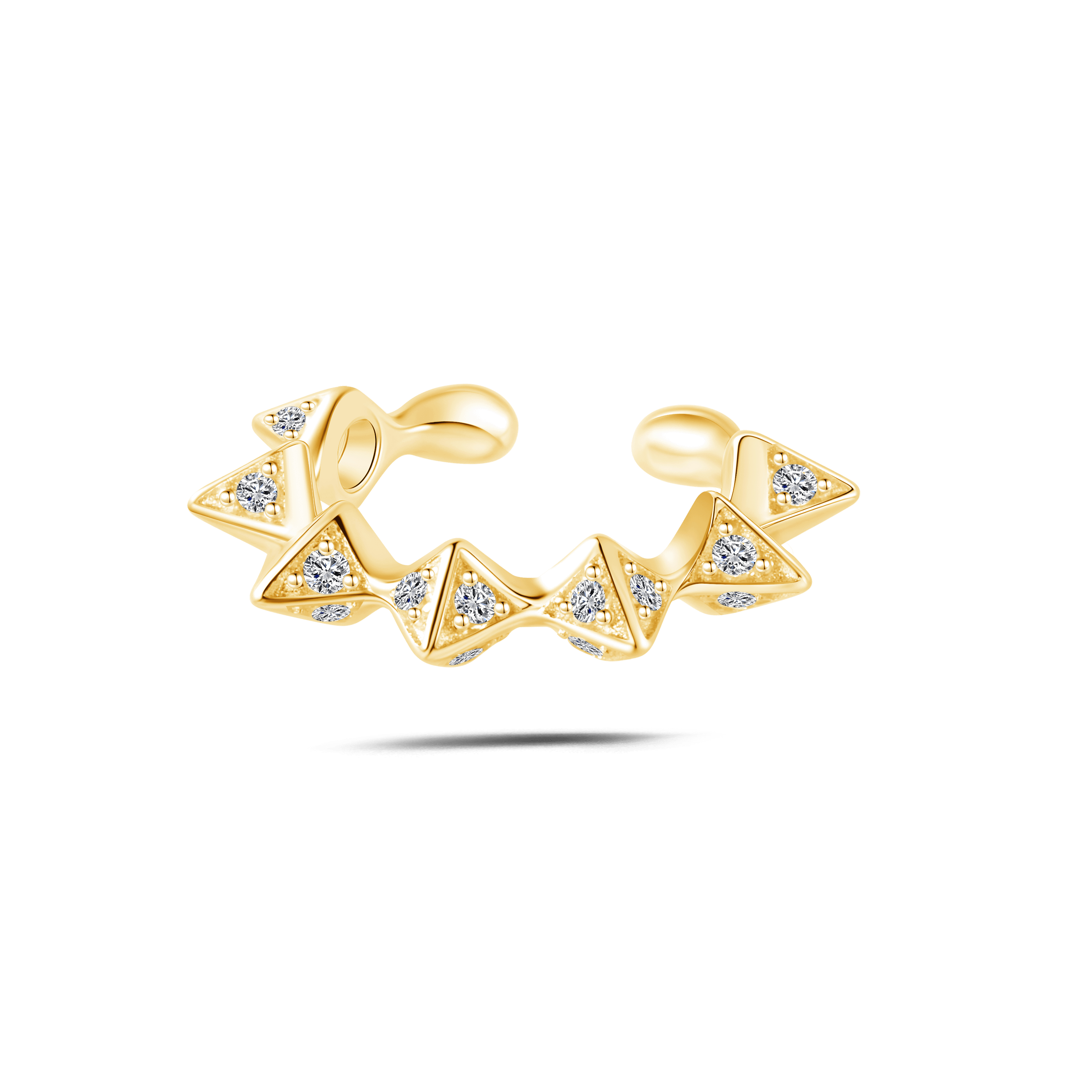 Orecchino ear cuff zig zag bianco in oro - NovaNavel