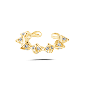 Orecchino ear cuff zig zag bianco in oro - NovaNavel