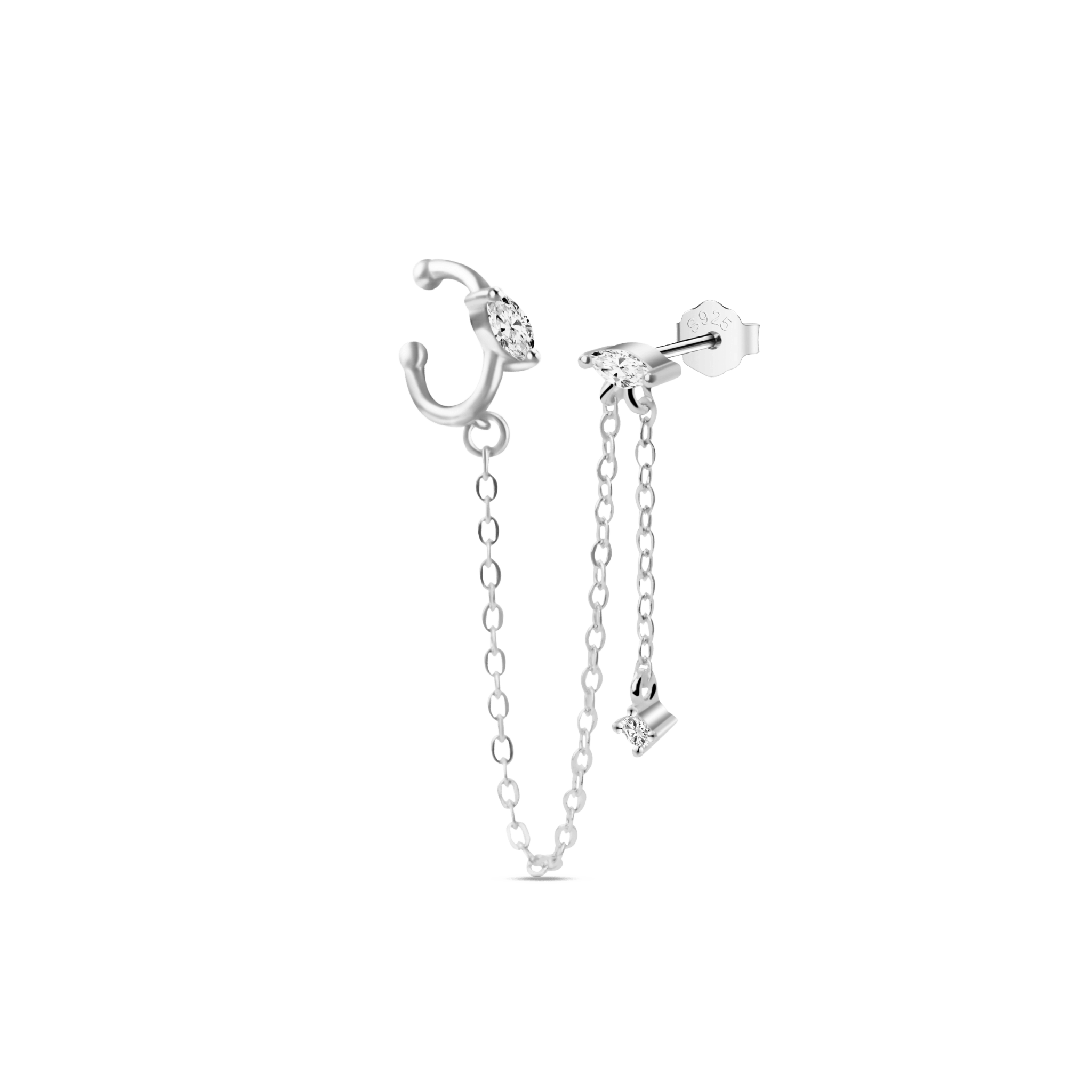 Orecchino punto luce con ear cuff in argento - NovaNavel