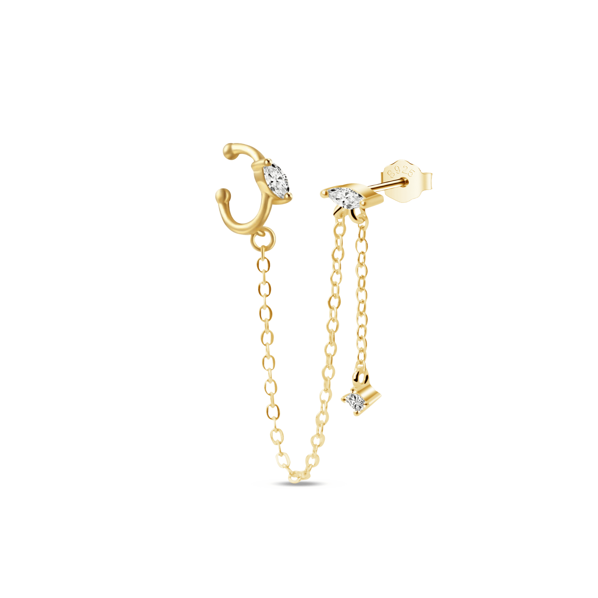 Orecchino punto luce con ear cuff in oro - NovaNavel