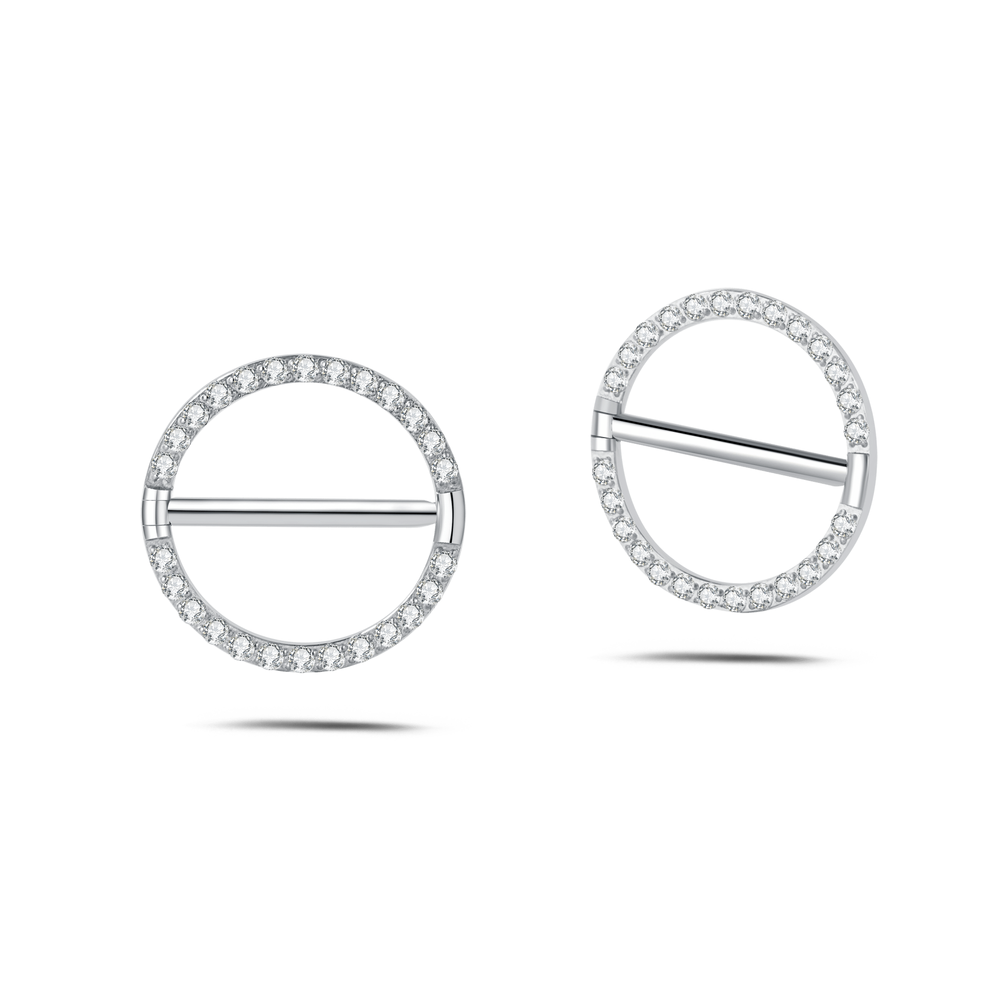 Piercing capezzoli anello cristallino bianco in argento - NovaNavel