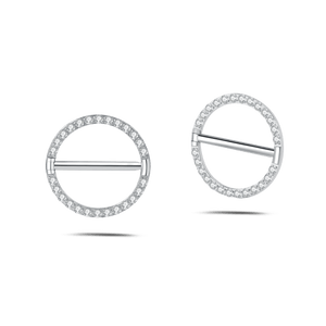 Piercing capezzoli anello cristallino bianco in argento - NovaNavel