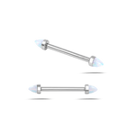 Piercing capezzoli cono bianca opale in argento - NovaNavel