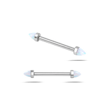 Piercing capezzoli cono bianca opale in argento - NovaNavel