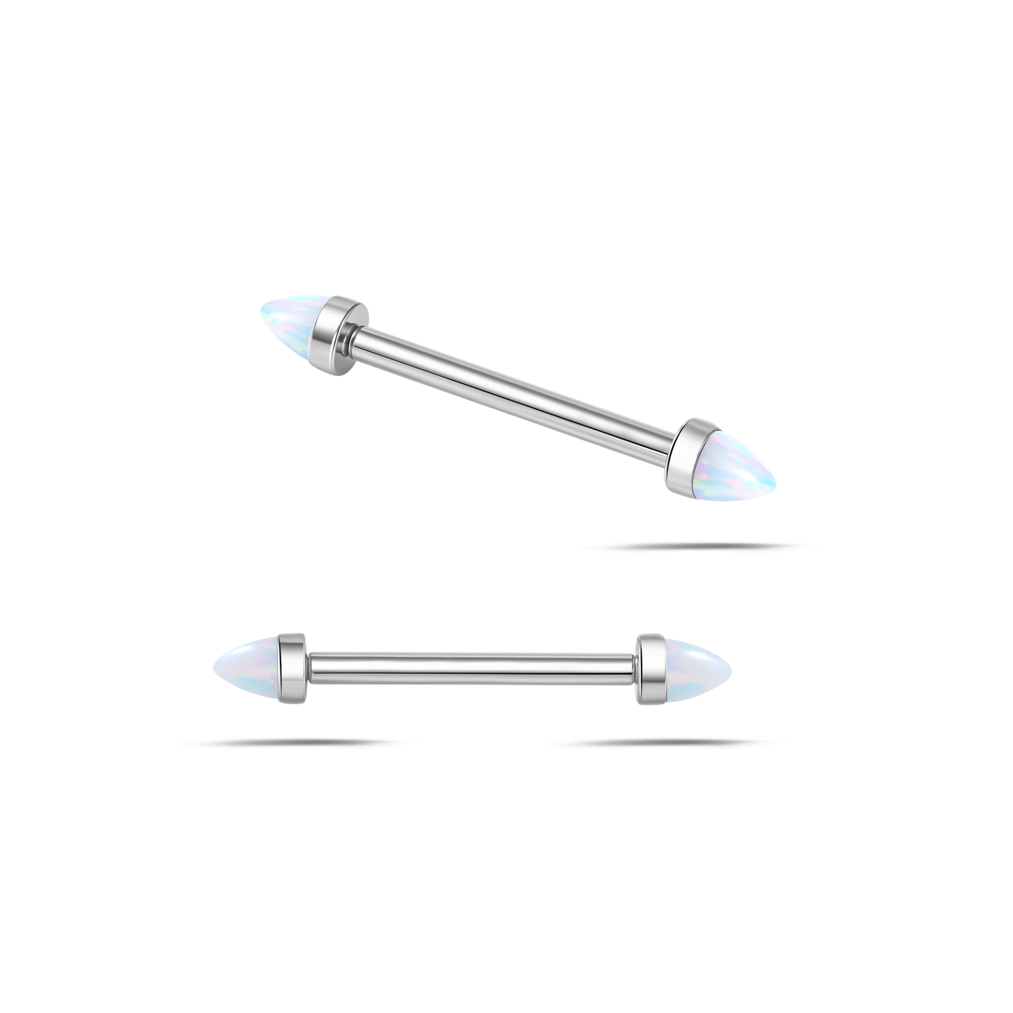 Piercing capezzoli cono bianca opale in argento - NovaNavel