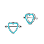 Piercing capezzoli cuori in argento con cristalli azzurri - NovaNavel