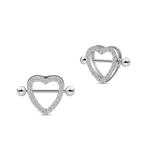 Piercing capezzoli cuori in argento con cristalli bianchi - NovaNavel