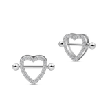 Piercing capezzoli cuori in argento con cristalli bianchi - NovaNavel