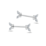 Piercing capezzoli farfalla delux bianca in argento - NovaNavel®