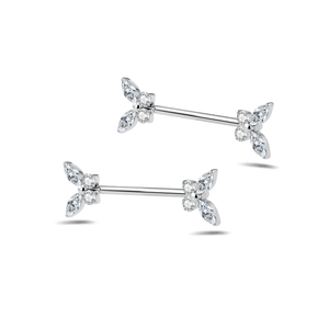 Piercing capezzoli farfalla delux bianca in argento - NovaNavel®