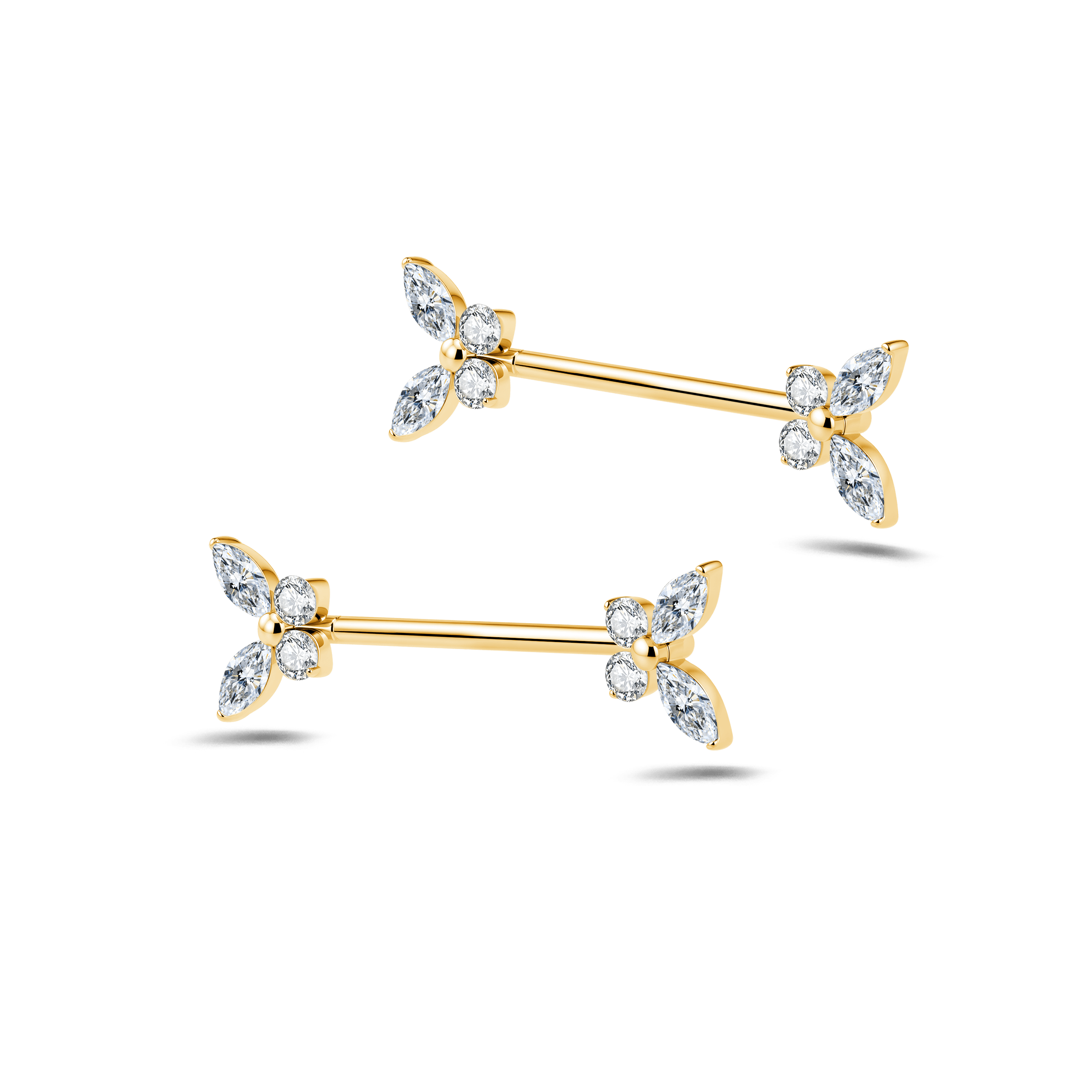 Piercing capezzoli farfalla delux bianca in oro - NovaNavel®