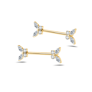 Piercing capezzoli farfalla delux bianca in oro - NovaNavel®
